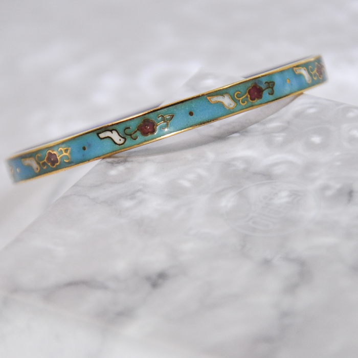 -25% For Two| -33% For Three |Jingtai Blue Vintage Bangle - Gold - Cooper Base Cloisonne