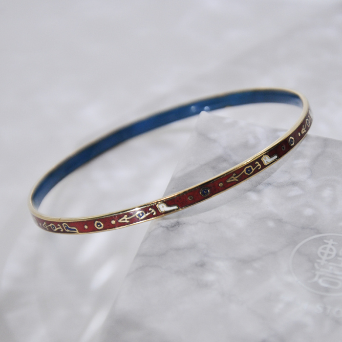 -25% For Two| -33% For Three | Jingtai Blue Vintage Bangle - Middle Size - Cooper Base Cloisonne