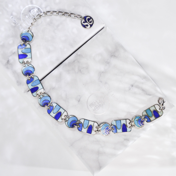 -25% For Two| -33% For Three | Rectangle- Jingtai Blue Vintage Bracelet - Gold - Cooper Base Cloisonne