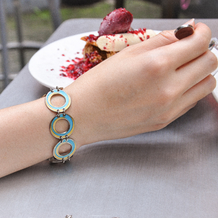 -25% For Two| -33% For Three | Round - Jingtai Blue Vintage Bracelet - Gold - Cooper Base Cloisonne