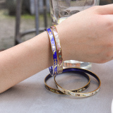 -25% For Two| -33% For Three |Jingtai Blue Vintage Bangle - Gold - Cooper Base Cloisonne