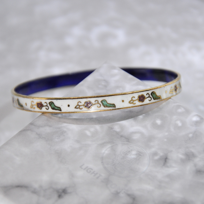 -25% For Two| -33% For Three |Jingtai Blue Vintage Bangle - Gold - Cooper Base Cloisonne