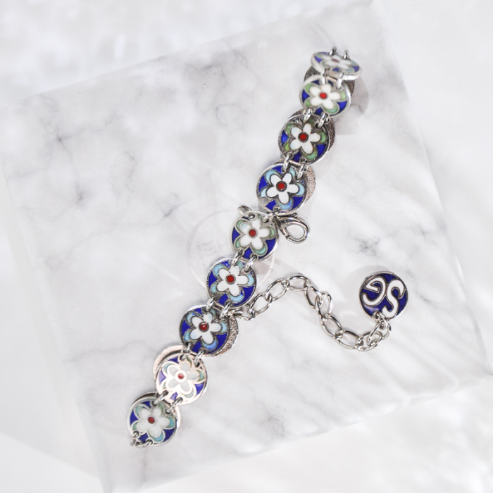 -25% For Two| -33% For Three | Rectangle- Jingtai Blue Vintage Bracelet - Gold - Cooper Base Cloisonne