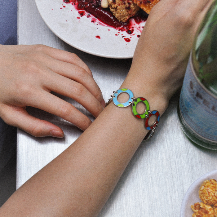 -25% For Two| -33% For Three | Round - Jingtai Blue Vintage Bracelet - Gold - Cooper Base Cloisonne