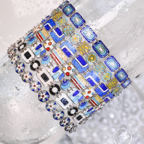 -25% For Two| -33% For Three | Rectangle- Jingtai Blue Vintage Bracelet - Gold - Cooper Base Cloisonne