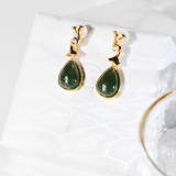 Green Drop -  Jade Silver Earrings