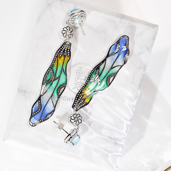 Dragonfly Wings - Enamelling Silver Earrings
