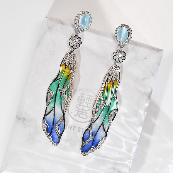 Dragonfly Wings - Enamelling Silver Earrings