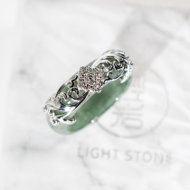 Lucky Clover - Mosaic - Green Jade 925 Silver Ring