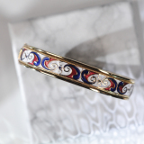 Lucky Clouds - White Red - Jingtai Blue Vintage Bangle - Cooper Base Cloisonne