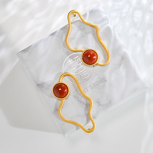Gold Cloud - Red Agate 925 Silver Earrings