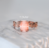 Gold Flower - Pink Coral 925 Silver Ring - Size Adjustable (Fit Size 4 -12)