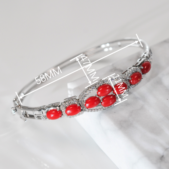 Beans - Red Coral 925 Silver Bracelet