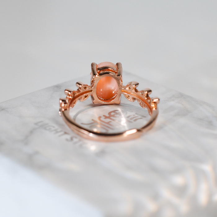 Online Rings - Gold Flower - Red Coral 925 Silver Ring - Asian Gift | LIGHT STONE