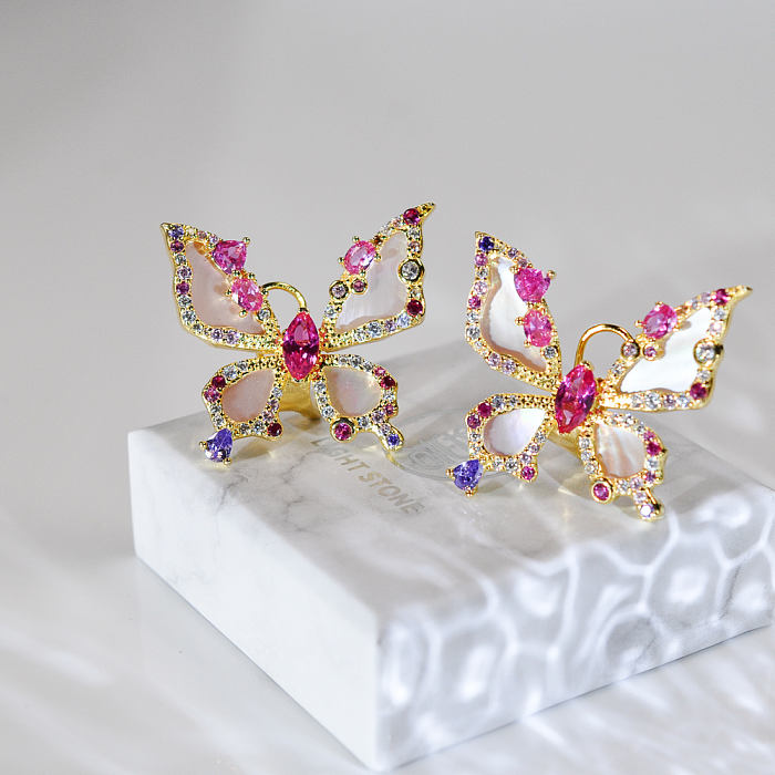 Crystal Butterfly - 925 Silver Crystal Ear Stud