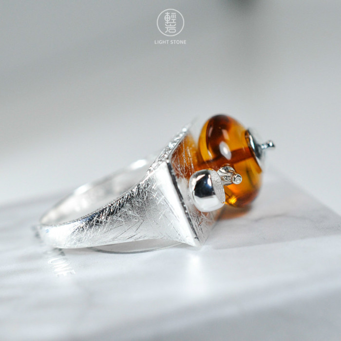Online Ring Shop - Special Tea Table - Amber Ring | Light Stone 