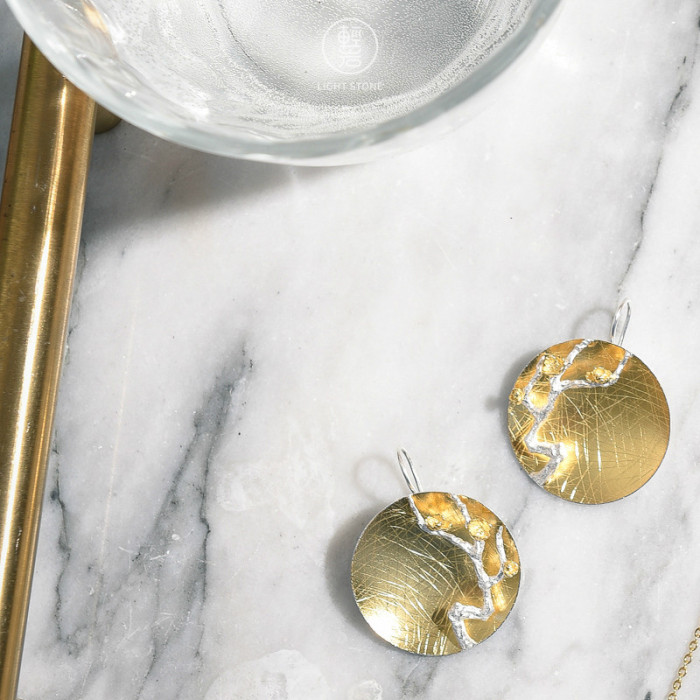 Gold Plum Blossom - 925 Silver Earrings