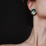 Online Earring Shop - Special Gift - Wave - Green Agate Earrings | Light Stone 