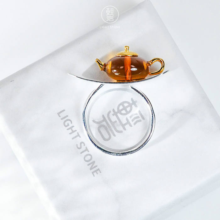 Online Ring Shop - Special Tea Time - Amber Ring | Light Stone 