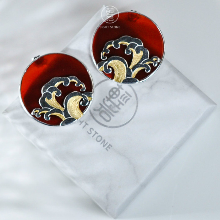Online Earring Shop - Special Gift - Wave - Red Agate Earrings | Light Stone 