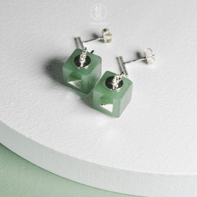 Green Teapot -  Aventurine - 925 Silver Earrings