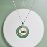 Clouds and Moon -  Aventurine - 925 Silver Necklace