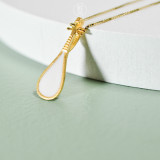 Online Necklace Shop - Special Gift - Pipa - Lute - White Enamel Necklace | Light Stone 