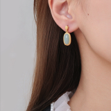 Simple Oval - Jadeite 925 Sterling Silver Earrings