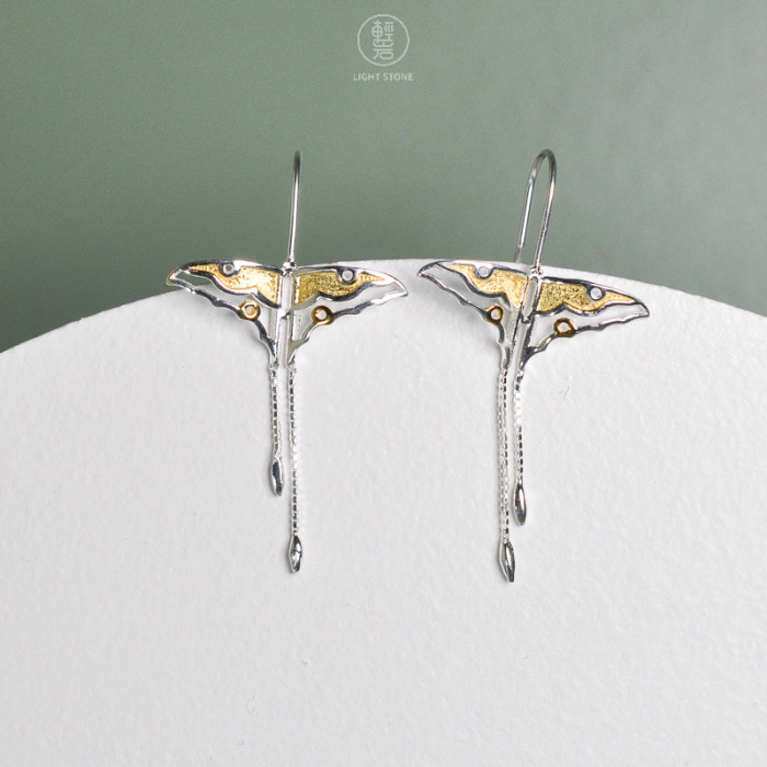 Gold Butterflies - 925 Sterling Silver Earrings