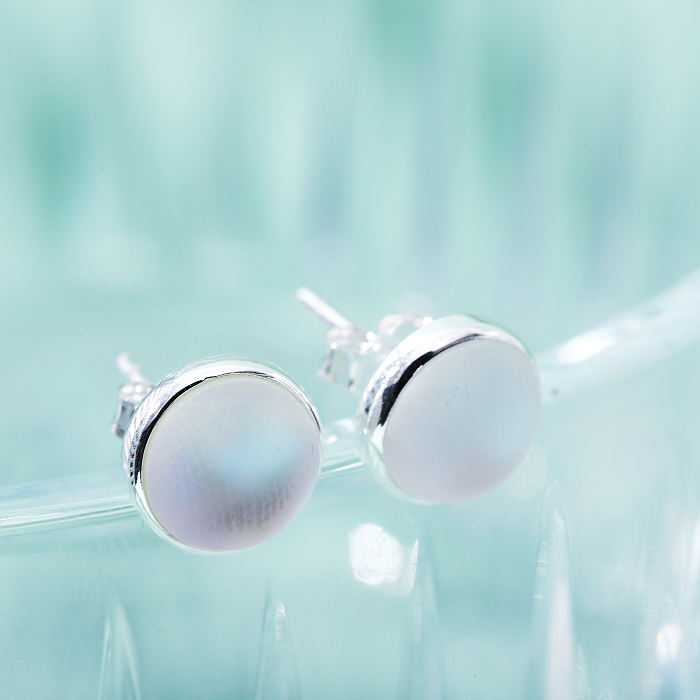 Glaze - Round - Sterling Silver Earrings
