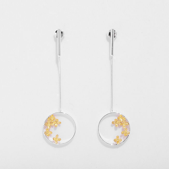 Osmanthus - Circle  -  Sterling Silver Earrings