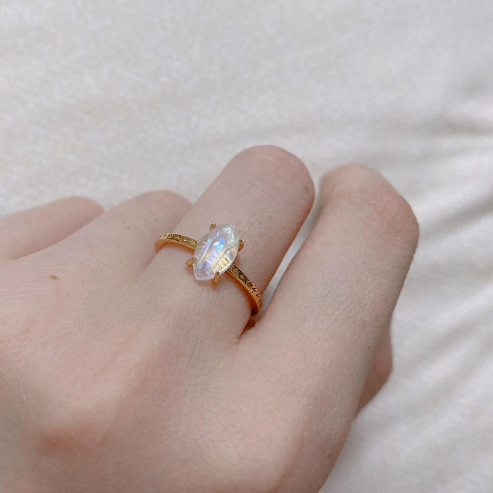 Tulip - Moonstone Ring - Luxury Elegant Sterling Silver Ring
