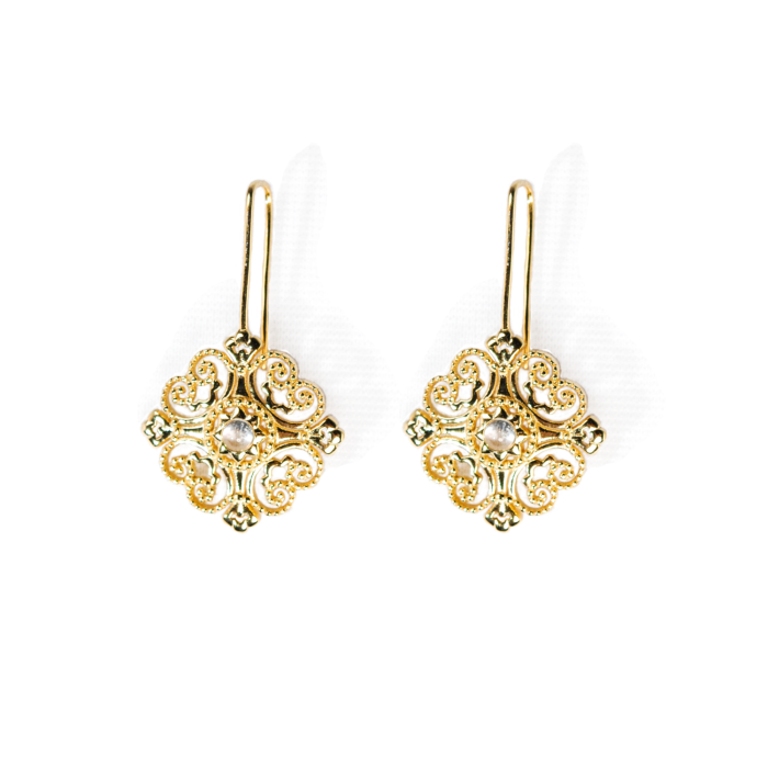 Lucky Knot - Silk Road - White Crystal - Sterling Silver Earrings