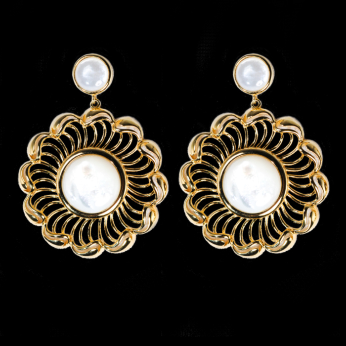 Wave Wheel - Silk Road - Mother of Pearl - Sterling Silver Earrings