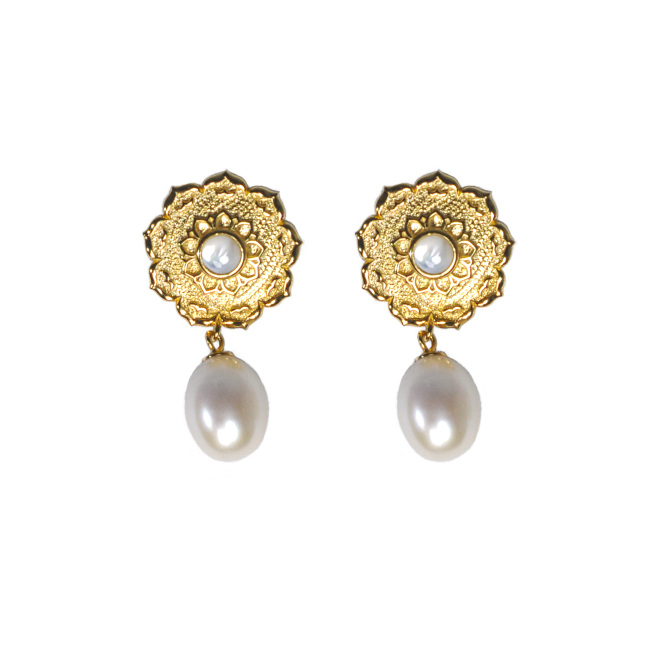 Lotus - Silk Road - Freshwater Pearls - Luxury Sterling Silver Earrings