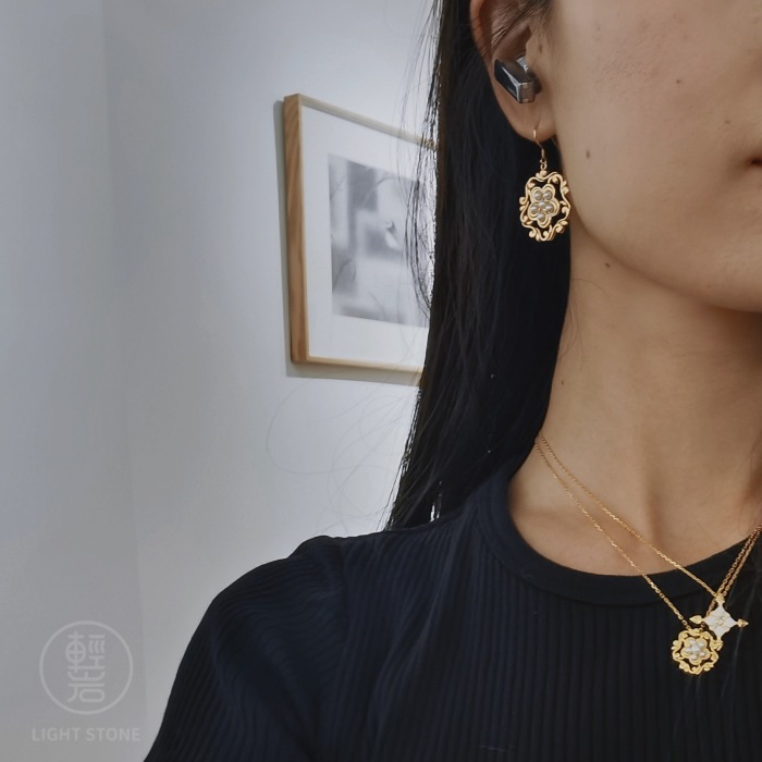 Flower Hoop for Buddha - Silk Road - Freshwater Pearls - Luxury Sterling Silver Earrings