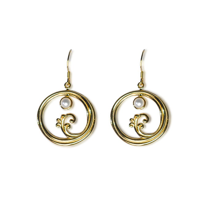 Moon Over Sea- Silk Road - Freshwater Pearls - Luxury Sterling Silver Earrings