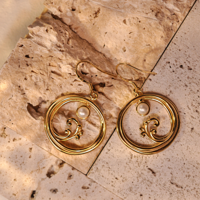 Moon Over Sea- Silk Road - Freshwater Pearls - Luxury Sterling Silver Earrings