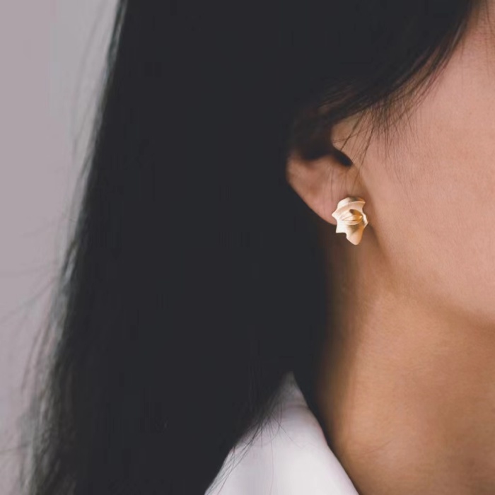Buddha Smile Ear Stud - 925 Sliver Earrings - Sterling Silver - Designer Jewelry|Light Stone