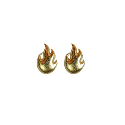 Fire - Golden Ear Stud - 925 Sliver Earrings - Sterling Silver - Designer Jewelry
