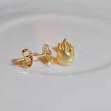 Fire - Golden Ear Stud - 925 Sliver Earrings - Sterling Silver - Designer Jewelry|Light Stone