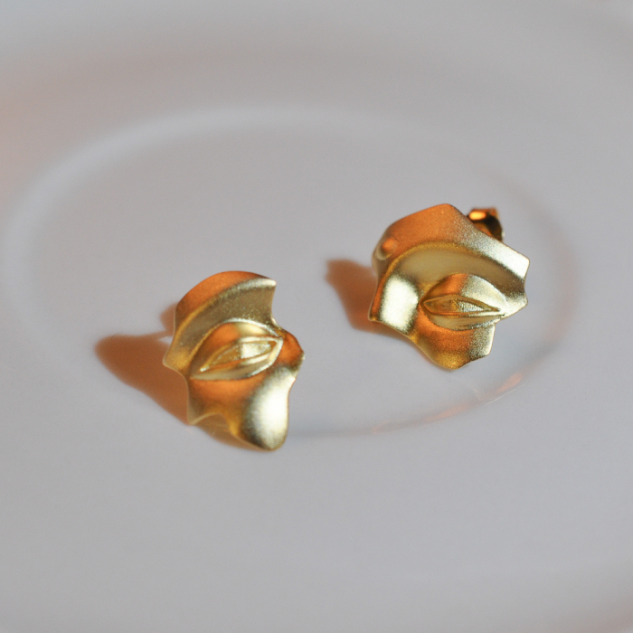 Buddha Smile Ear Stud - 925 Sliver Earrings - Sterling Silver - Designer Jewelry|Light Stone