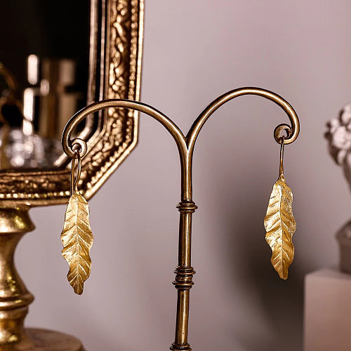 Bali Gold Leaves - 925 Sliver Earrings - Sterling Silver - Handmade