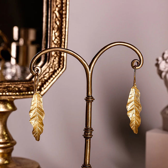 Bali Gold Leaves - 925 Sliver Earrings - Sterling Silver - Handmade