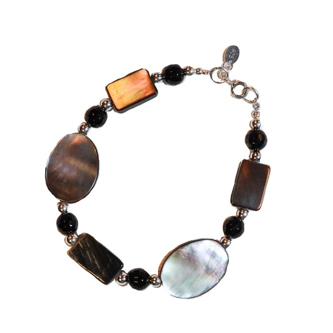 Bali Colorful Bracelet- Mother of Pearl - Sterling Silver - Handmade｜Light Stone
