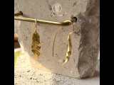 Bali Gold Leaves - 925 Sliver Earrings - Sterling Silver - Handmade