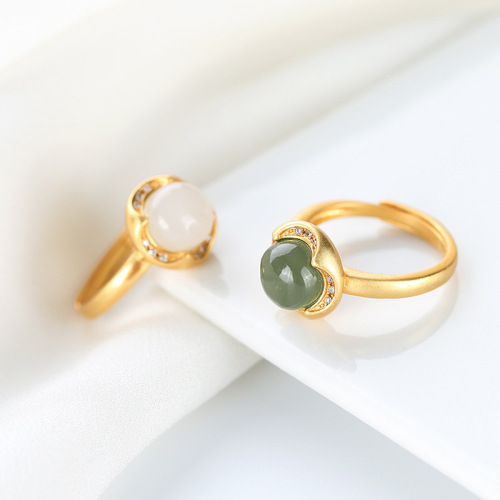 Round - Jade - Sterling Silver Jade Ring