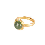 Round - Jade - Sterling Silver Jade Ring
