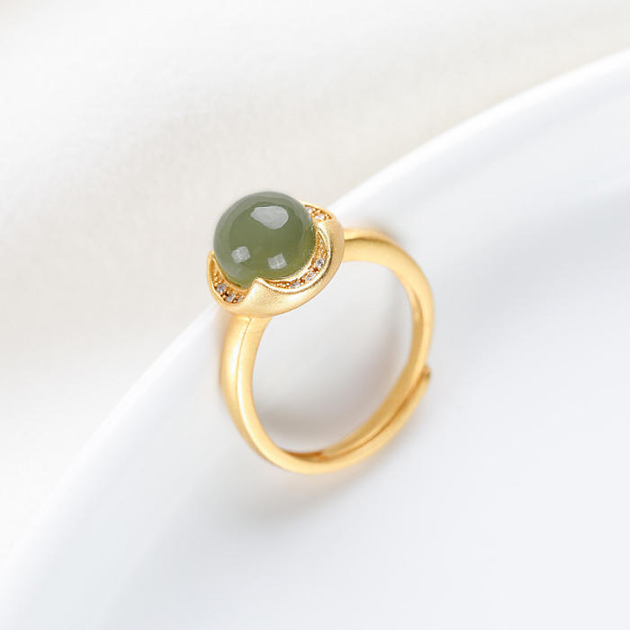 Round - Jade - Sterling Silver Jade Ring