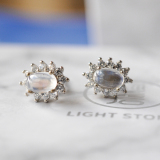 Star - Silver -  Moonstone 925 Silver Earrings